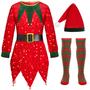 Imagem de Conjunto de fantasias de elfo de Natal Frekuyrt Girls, roupa de Natal, 4 peças