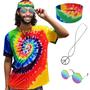 Imagem de Conjunto de fantasias hippie Xonyico, 4 peças, colar, óculos de sol