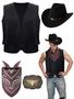 Imagem de Conjunto de fantasias Toulite Western Cowboy para homens com colete, chapéu e bandana