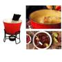 Imagem de Conjunto de fondue ceramica petisco gourmet queijo chocolate 6 pecas tigela 365ml fogareiro e garfos