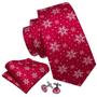 Imagem de Conjunto de gravatas Barry.Wang Christmas Silk Woven para homens Red Snow