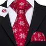 Imagem de Conjunto de gravatas Barry.Wang Christmas Silk Woven para homens Red Snow