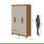 Imagem de Conjunto de Guarda-roupa 4 Portas 2 Gavetas Zeus com Pése Cômoda 8 Gavetas 2 Portas Toronto