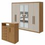 Imagem de Conjunto de Guarda-roupa 6 Portas Áries com Espelho e Cômoda da Vinci
