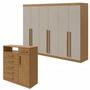 Imagem de Conjunto de Guarda-roupa 6 Portas Bertha com Cômoda da Vinci com Nicho