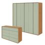 Imagem de Conjunto de Guarda-roupa Casal Loop 6 Portase Cômoda 8 Gavetas 152x48x96cm Loop