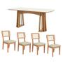 Imagem de Conjunto de Jantar Mesa 1,80m MDF e Base Ripada + 4 Cadeiras