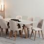 Imagem de Conjunto de Jantar Mesa com Vidro Avena 6 Cadeiras New Drop - Canella c/ Bege