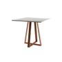 Imagem de Conjunto de Jantar Mesa Mônaco 90cm Tampo Branco com 4 Cadeiras Bege Base Cobre