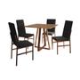 Imagem de Conjunto de Jantar Mesa Mônaco Premium 90cm Imbuia com 4 Cadeiras Estofadas Pretas Base Cobre