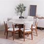 Imagem de Conjunto de Jantar Mesa Redonda com Vidro Bennett 6 Cadeiras Ella - Natural c/ Off White
