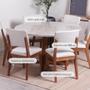 Imagem de Conjunto de Jantar Mesa Redonda com Vidro Bennett 6 Cadeiras Ella - Natural c/ Off White