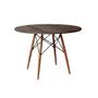 Imagem de Conjunto de Jantar Mesa Redonda Eiffel Eames em Madeira 90cm Amêndoa com 4 Poltronas Pretas