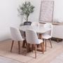 Imagem de Conjunto de Jantar Mesa Retangular com Vidro Bennett 4 Cadeiras New Drop - Natural c/ Bege
