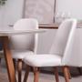 Imagem de Conjunto de Jantar Mesa Retangular com Vidro Bennett 4 Cadeiras New Drop - Natural c/ Bege