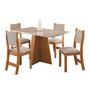 Imagem de Conjunto de Jantar Mesa Retangular Ritmos com 4 Cadeiras Sol Mel/Off White/Marfim