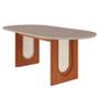 Imagem de Conjunto de Jantar Mesa Valentina 2,10 OVAL com 6 Cadeiras Paola Wood Cinamomo/Off/Mad/Linho Bege