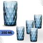 Imagem de Conjunto de jarra e copos de vidro diamond azul 1,2l e 350ml