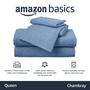 Imagem de Conjunto de Lençóis Queen Amazon Basics - Algodão Jersey Chambray