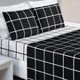 Imagem de Conjunto De Lencol Casal Queen Size Austin Xadrez 200 Fios 04 Pçs Toque Super Macio
