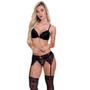 Imagem de Conjunto de Lingerie Com Bojo Cinta Liga e Meia Estilo Sedutor - VC3245