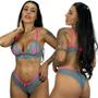 Imagem de Conjunto De Lingerie Com Calcinha E Sutiã Duas Cores Íntimo Femino Cropped Calesson Sem Bojo
