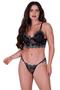 Imagem de Conjunto de Lingerie Cropped sem Bojo com Arco Renda Bicolor - CONJUNTO ZOE