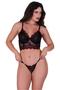 Imagem de Conjunto de Lingerie Cropped sem Bojo com Arco Renda Bicolor - CONJUNTO ZOE