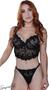 Imagem de Conjunto de lingerie cropped sensual em tule bordado com calcinha fio duplo string com regulagem.