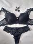 Imagem de Conjunto de lingerie em renda Preto M Borboleta moda íntima