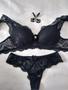 Imagem de Conjunto de lingerie em renda Preto M Borboleta moda íntima