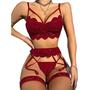 Imagem de Conjunto de Lingerie Feminina Sexy - Calcinha e Sutiã de Renda Transparente