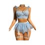 Imagem de Conjunto De Lingerie Feminina Transparente De Malha Com Cinta-liga E Cuecas Kit De Vestido De Baile