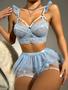 Imagem de Conjunto De Lingerie Feminina Transparente De Malha Com Cinta-liga E Kit De Vestido De Baile Sexy