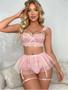 Imagem de Conjunto De Lingerie Feminina Transparente Em Malha Com Cinta-liga E Cuecas Kit De Vestido De Baile