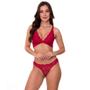 Imagem de Conjunto de Lingerie Fio Dental em Renda com Bojo Cortininha Moda de Baixo - VF51