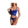 Imagem de Conjunto de Lingerie Floral com Renda - Sutiã com Aro, Calcinha e Gargantilha