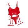Imagem de Conjunto de Lingerie Floral com Renda - Sutiã com Aro, Calcinha e Gargantilha
