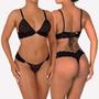 Imagem de Conjunto de Lingerie sem Bojo em Tule e Renda com Argola de Strass