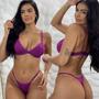 Imagem de Conjunto De Lingerie Sem Bojo Regulagem de Plástico Calcinha Fio Dental 