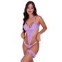 Imagem de Conjunto de Lingerie Sutiã sem Bojo com Strappy e Renda Body com Perneira - BODY RENATA