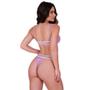Imagem de Conjunto de Lingerie Sutiã sem Bojo e Calcinha de Renda com Elástico Bicolor Léia