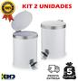Imagem de Conjunto De Lixeiras Com Pedal Polipropileno 5 Litros  Multiambiente Resistente Branco 