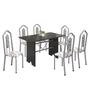 Imagem de Conjunto de Mesa 140x75cm Tampo Ardosia com 6 Cadeiras Bianca Soma Móveis
