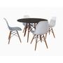 Imagem de Conjunto De Mesa 4 Cadeiras Brancas Eames Eiffel 110 Cm Base Madeira Tampo Preto