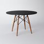 Imagem de Conjunto De Mesa 4 Cadeiras Brancas Eames Eiffel 110 Cm Base Madeira Tampo Preto