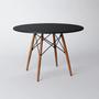 Imagem de Conjunto De Mesa 4 Cadeiras Pretas Eames Eiffel 90 Cm Base Madeira Tampo Preto