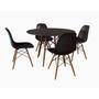 Imagem de Conjunto De Mesa 4 Cadeiras Pretas Eames Eiffel 90 Cm Base Madeira Tampo Preto