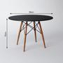 Imagem de Conjunto De Mesa 4 Cadeiras Pretas Eames Eiffel 90 Cm Base Madeira Tampo Preto