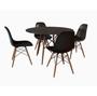 Imagem de Conjunto De Mesa 4 Cadeiras Pretas Eames Eiffel 90 Cm Base Madeira Tampo Preto